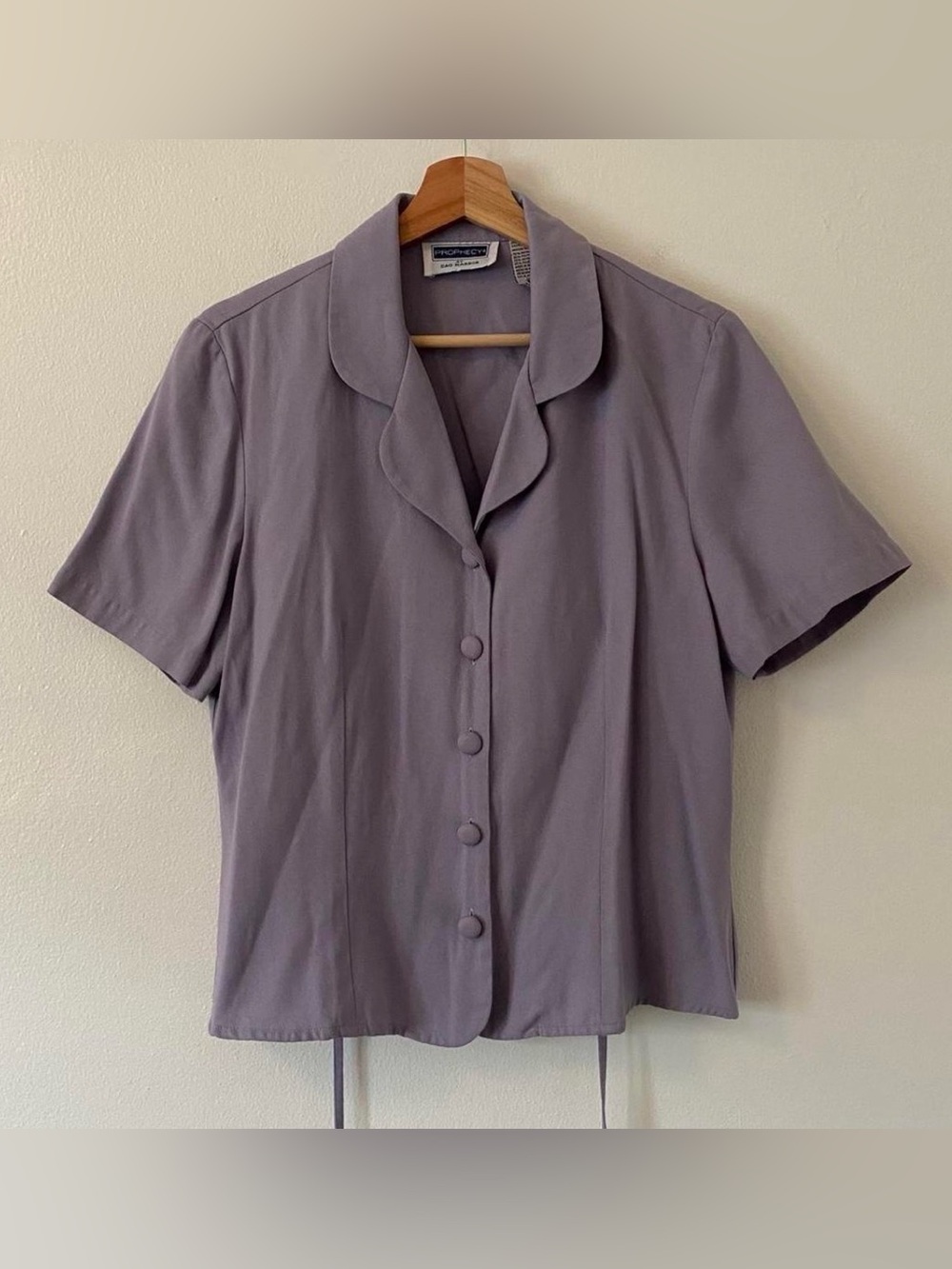 Sag Harbor Lavender-Gray Short Sleeve Button-Front Blouse Size Medium